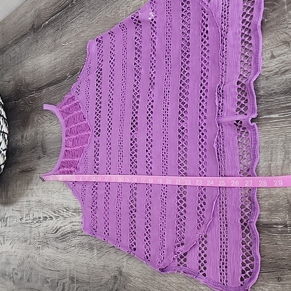 We the Free People Crochet Open Mesh High Low High Neck Tank Top XS - Picture 3 of 7